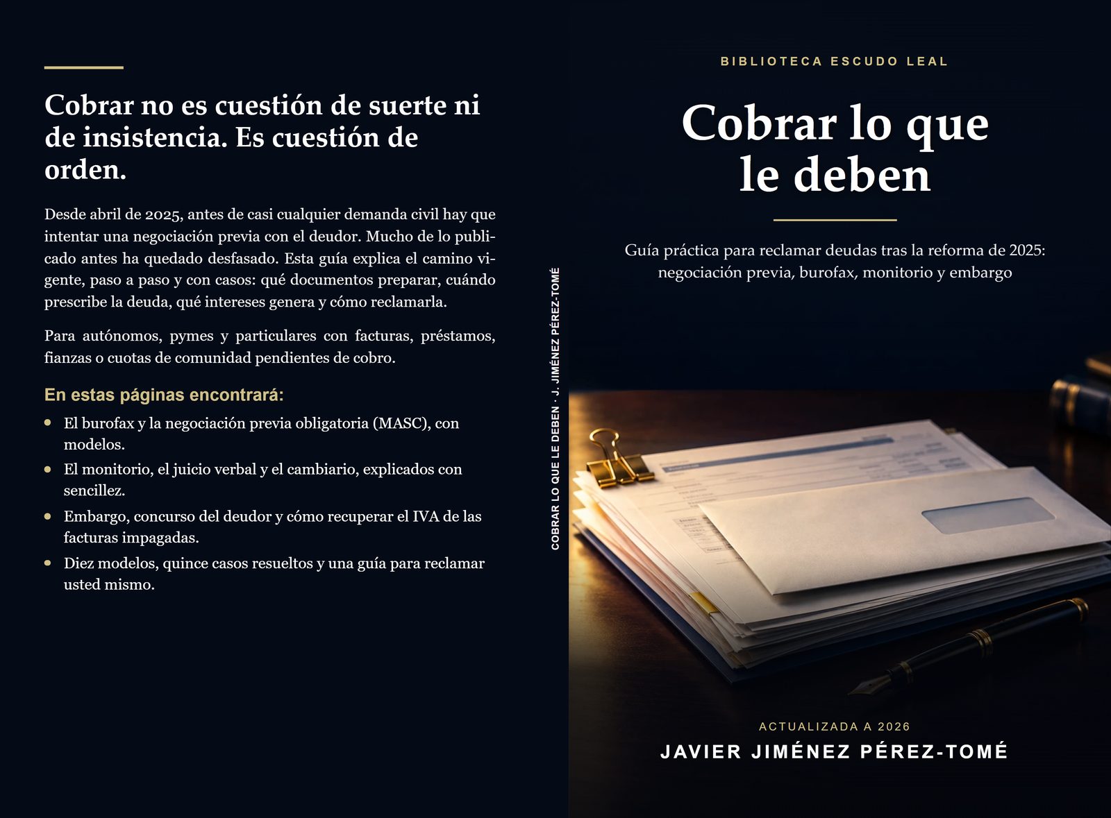 Cubierta completa de la edición en tapa blanda de «Cobrar lo que le deben»