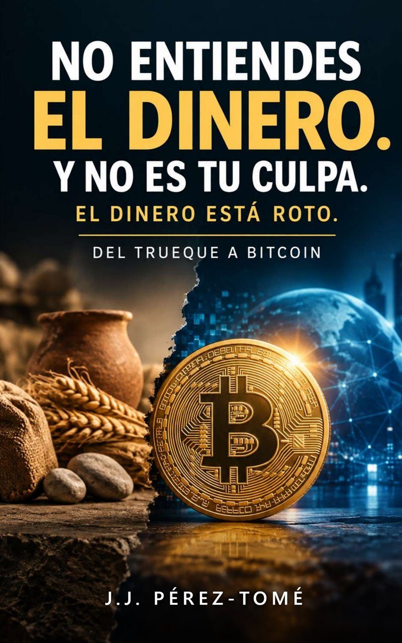 Portada del libro «No entiendes el dinero. Y no es tu culpa. El dinero está roto. Del trueque a Bitcoin», de J.J. Pérez-Tomé